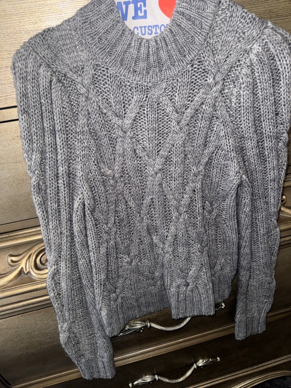 Dynamite Gray Cable-Knit Sweater